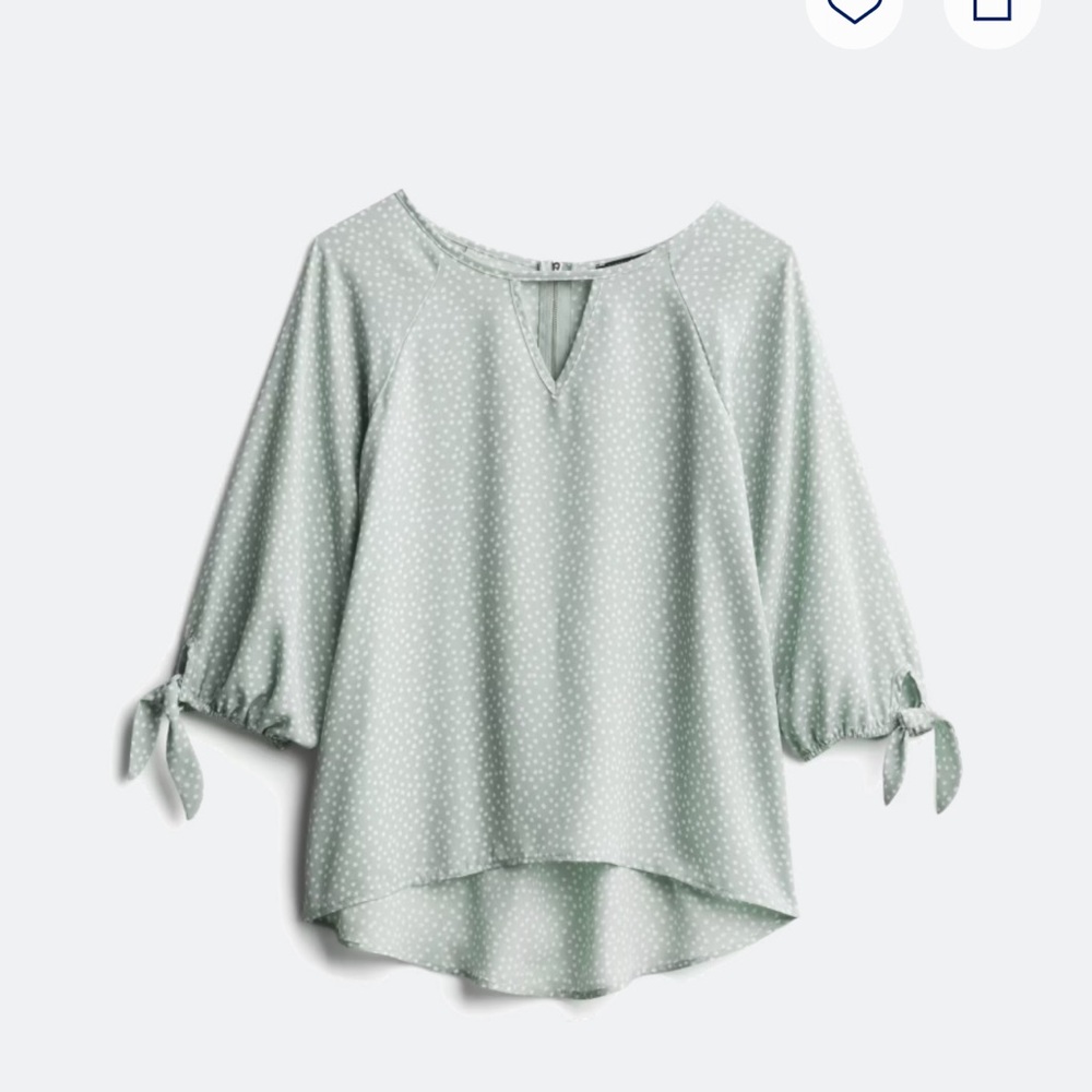 Papermoon Light Green Polka Dot Tie Sleeve Blouse